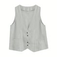 thumbnail image 4 of ZSQDM Ladies Waistcoats Uk Elegant Dressy Vest Tops for Office Winter Trench Coat Women Wool Women's Blended Vest Ladies' Cardigan Lapel Pocket Sleeveless Solid Color Cardigan Suit Vest(Xl）, 4 of 5
