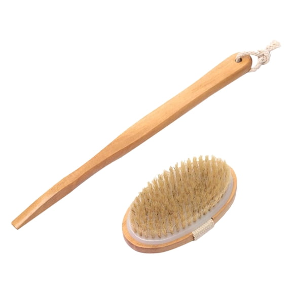 Dry Brushing Body Brush, Versatile Dry & Shower Brush, Long Handle Back Scrubber, Bath Scrubber with Removable 16" Handle, Exfoliating Wet or Dry Skin Brush for Shower, Bath, Spa