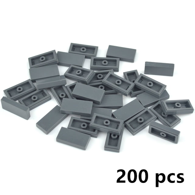 200pcs DIY Building Blocks Figure Bricks Smooth 1x2 ColorFul Educational Creative Size Compatible With all brand for Kids dark gray 200pcs