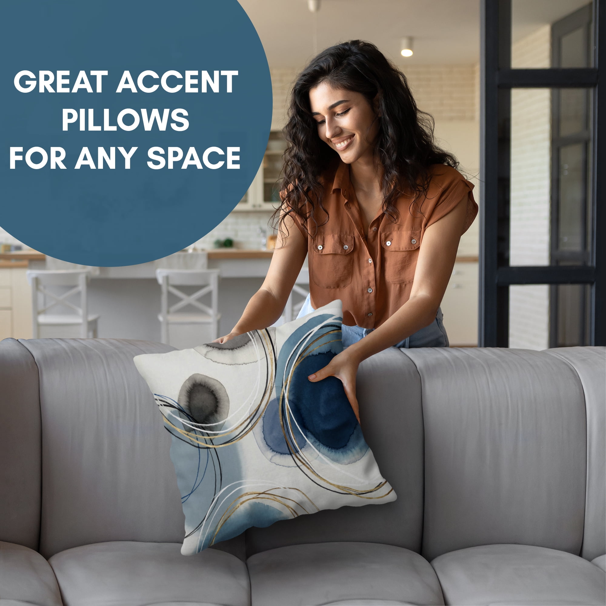 Americanflat 20"x20" Abstract Throw Pillow with Premium Polyester - Blue and White