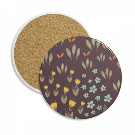 

Brown Flower Paint Coaster Cup Mug Tabletop Protection Absorbent Stone