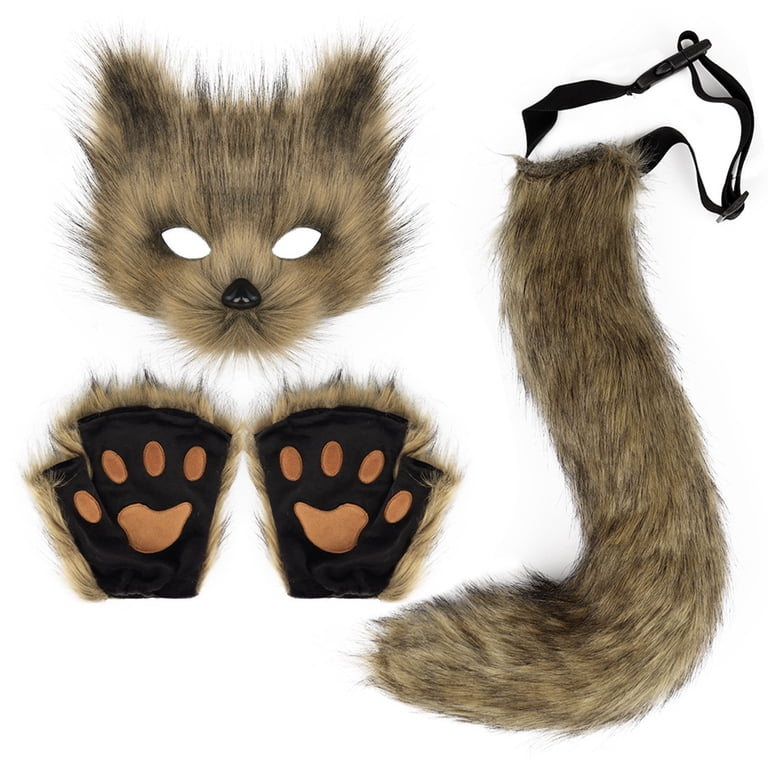 Valpeak Therian Animal Mask & Tail Set - Furry Cat Fox Costume For Halloween & Cosplay