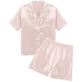 thumbnail image 4 of MKLEKYY conjunto de Pijama Informal de Satén de Seda para Mujer, Top de Manga Corta con Botones y Pantalones Cortos, Ropa de Dormir, 4 of 4