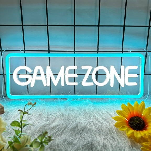Game Zone Neon Sign, Game Zone Led Signs for Wall Decor, Dimmable Neon Light Sign for Bedroom, Play Room, Kids Room, Bar Decoration, USB Powered Light Up Neon Signs for Party Decor