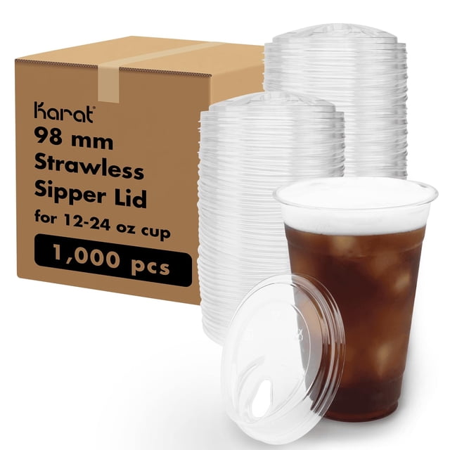 Tapa para beber sin pajilla Karat de 98 mm para vasos de 12 a 24 oz, 1000 unidades