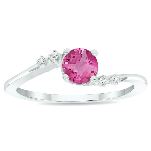 SZUL Women's Pink Topaz and Diamond Tierra Ring in 10K White Gold