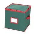 thumbnail image 1 of Caja de almacenamiento para adornos navideños con tapa y divisores verde, 1 of 9