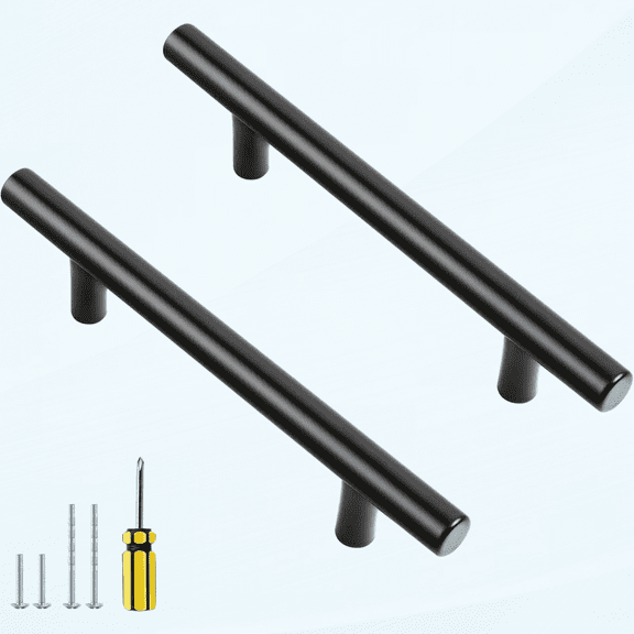 20 Pack 4 inch Black Cabinet Pulls Kitchen Cabinet Handles 6-3/8" Overall Length Matte Black Hardware for Cabinet