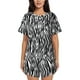 thumbnail image 1 of Fotbe Zebra Conjunto de Pijama Estampado para Mujer, 2 Piezas, Ropa de Dormir con Camiseta de Manga Corta y Shorts Suaves-Small, 1 of 6