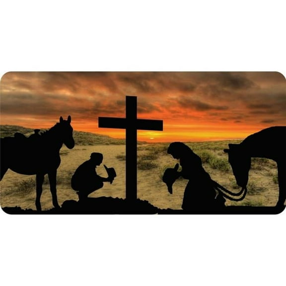 212 Main LPO7254 6 x 12 in. Prayers at the Cross Desert Sunset Photo License Plate