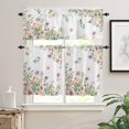 thumbnail image 2 of 3 Piece Kitchen Curtains and Valances Set Wildflower Floral Leaf Spring Summer Modern Rustic Plant Cafe Curtains 24 Inch Length Valance & Tier Curtain for Living Room Bedroom Window 54"x18"+27, 2 of 7