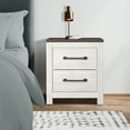 thumbnail image 4 of Jule 25 Inch Modern Rustic Wood Nightstand 2 Tone Gray Plank Top White - Saltoro Sherpi, 4 of 4