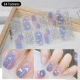 thumbnail image 3 of Pegatinas de uñas brillantes de cobertura completa, flores rosas adhesivas de larga duración, envolturas de uñas de verano, Parche de artes de manicura DIY, 3 of 7