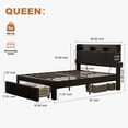 thumbnail image 5 of UHOMEPRO Queen Size Bed Frame with Storage Headboard, Upholstered Queen Bed Frame with Drawers, LED Lights, Charging Station, Black Corduroy Platform Bed Frame, No Box Spring Needed, 5 of 6