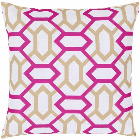 Libby Langdon Carlisle Hand Crafted Gateway Pattern Decorative Pillow with Poly Filler, Pink
