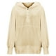 thumbnail image 4 of ICHUANYI Clearance Fashion Women Casual Solid V-Neck Long Sleeve Loose Pockets Hooded Sweatshirts Blouse Tops(Beige, L) ICHUANYI WER2023081514453, 4 of 9