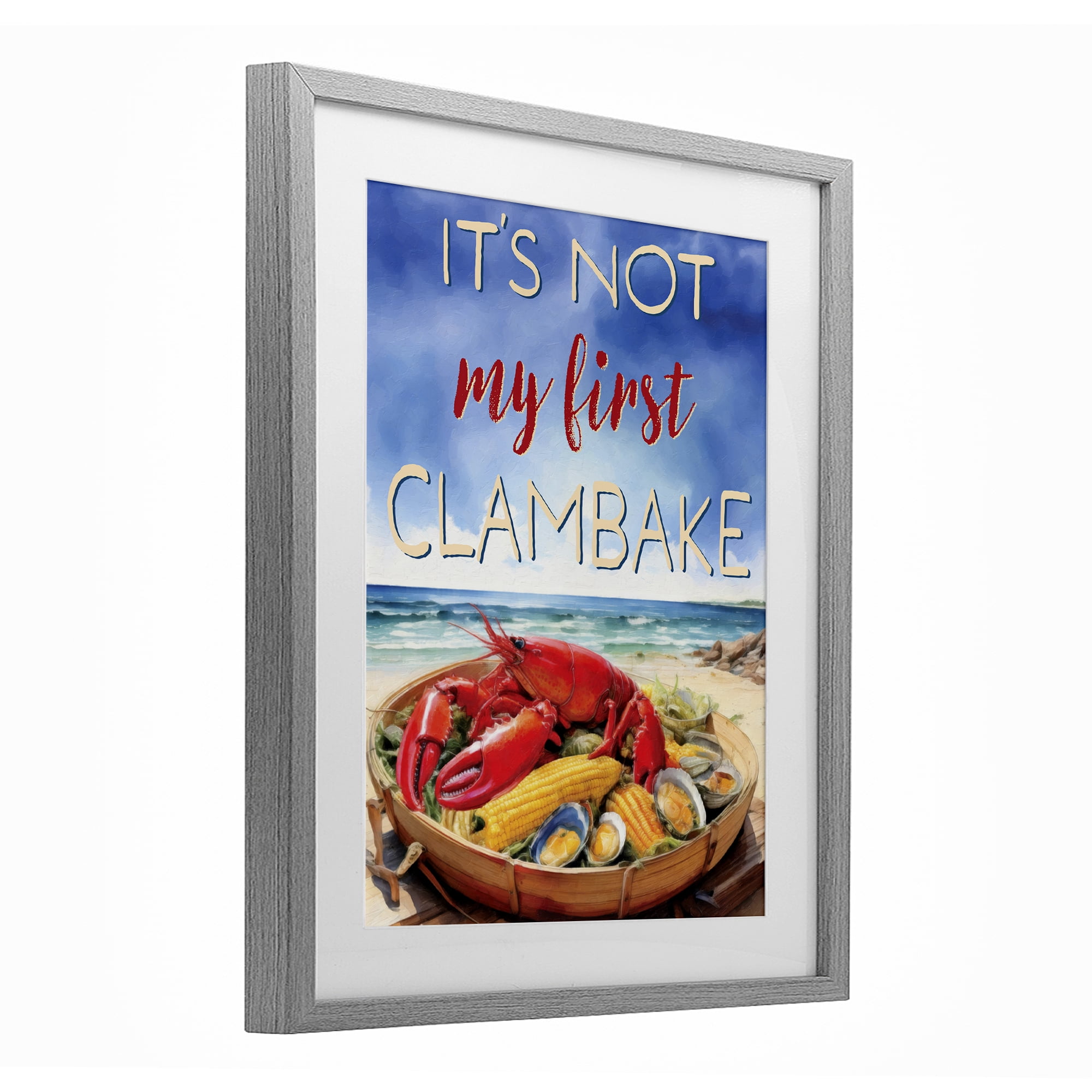 Stupell Industries Not My First Clambake Gray Framed Print Under Glass, design by Grotto Studios