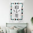 thumbnail image 4 of Tribal Tapestry, Abstract Geometrical Frame Wild and Free Quote Boho Style Art Print, Wall Hanging for Bedroom Living Room Dorm Decor, 60W X 80L Inches, Coconut Black Turquoise, by Ambesonne, 4 of 5
