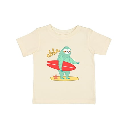

Inktastic Beach Sloth Surfing Aloha Gift Baby Boy or Baby Girl T-Shirt