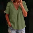thumbnail image 7 of cfhntfmh Spring Tops for Women Casual V Neck Cotton Blend Shirts Short Sleeve Loose Fit Lightweight Blouse Tunics, 7 of 7