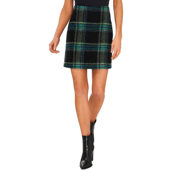 CeCe Womens Preppy Plaid A-Line Skirt