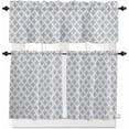 thumbnail image 2 of Kitchen Curtains Set, Abstract Blue Kitchen Curtains and Valances Set, Modern Contemporary Art Vintage Rod Pocket Tier Curtains 36 Inch Length for Cafe/Bedroom Windows, 2 of 6