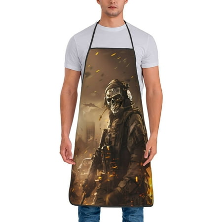 

Zeuib Apocalyptic Skull Soldier Print Unisex Waterproof Aprons Cooking Aprons for Kitchen Gardening and Salon Water & Oil Resistant