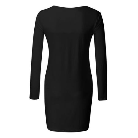 

asdoklhq Maternity Dress Pregnant Women Clothes Sexy Solid Color Long Sleeve Round Neck Maternity Dress