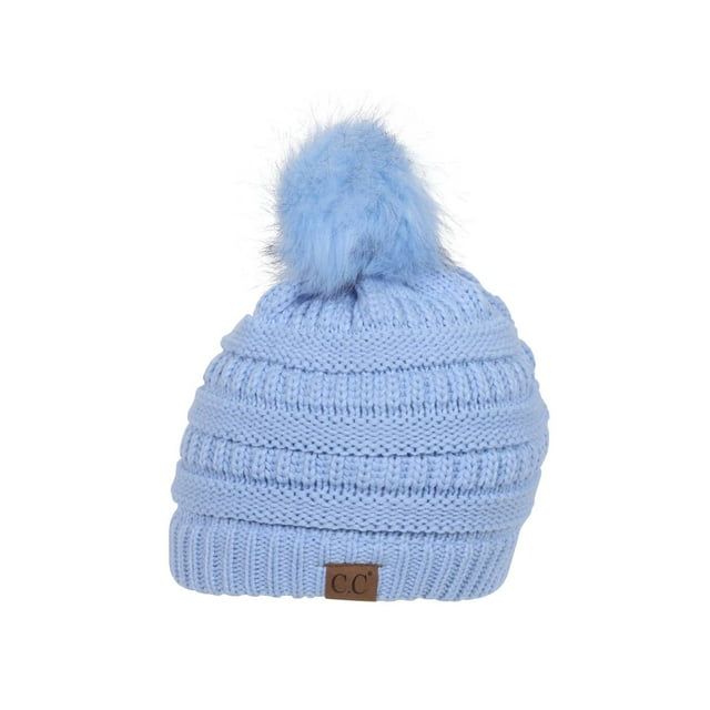 Gravity Threads Bonnet Tricoté à Pompons - Bleu Pâle