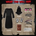 thumbnail image 3 of Alaiyaky Grim Reaper Costume, Halloween Scary Grim Reaper Fancy Dress with Scythe Glowing Glasses, Grim Reaper Costume Scary Halloween Costume, 3 of 7
