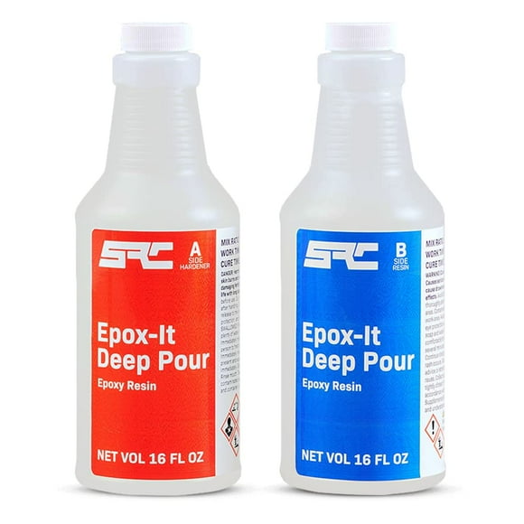 Epox-It Deep Pour Kit 32 oz (16 oz Part A + 16 oz Part B) Crystal Clear Epoxy Resin 1:1 Mix Ratio up to 2 Deep for Casting Art River Tables Live Edge Wood Bar Top Tabletop