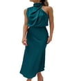thumbnail image 3 of PENGXIANG Robe Maxi en Satin pour Femmes Élégante Sans Manches Col Montant Soirée Mariage Robe Longue Formelle, 3 of 7