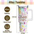 thumbnail image 4 of 40 oz Happy Easter Tumblers with Handle and Straw, Rabbit 40oz Stainless Steel Vacuum Insulated Travel Coffee Mug Cup Water Bottle, Easter Stuff Accessories Gifts for Women, 4 of 6