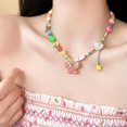 thumbnail image 3 of GKNET Colorful Necklace Clavicle Chain Delicate Jewelry Resin Chain Sweet Choker Candy Color US-pink, 3 of 9