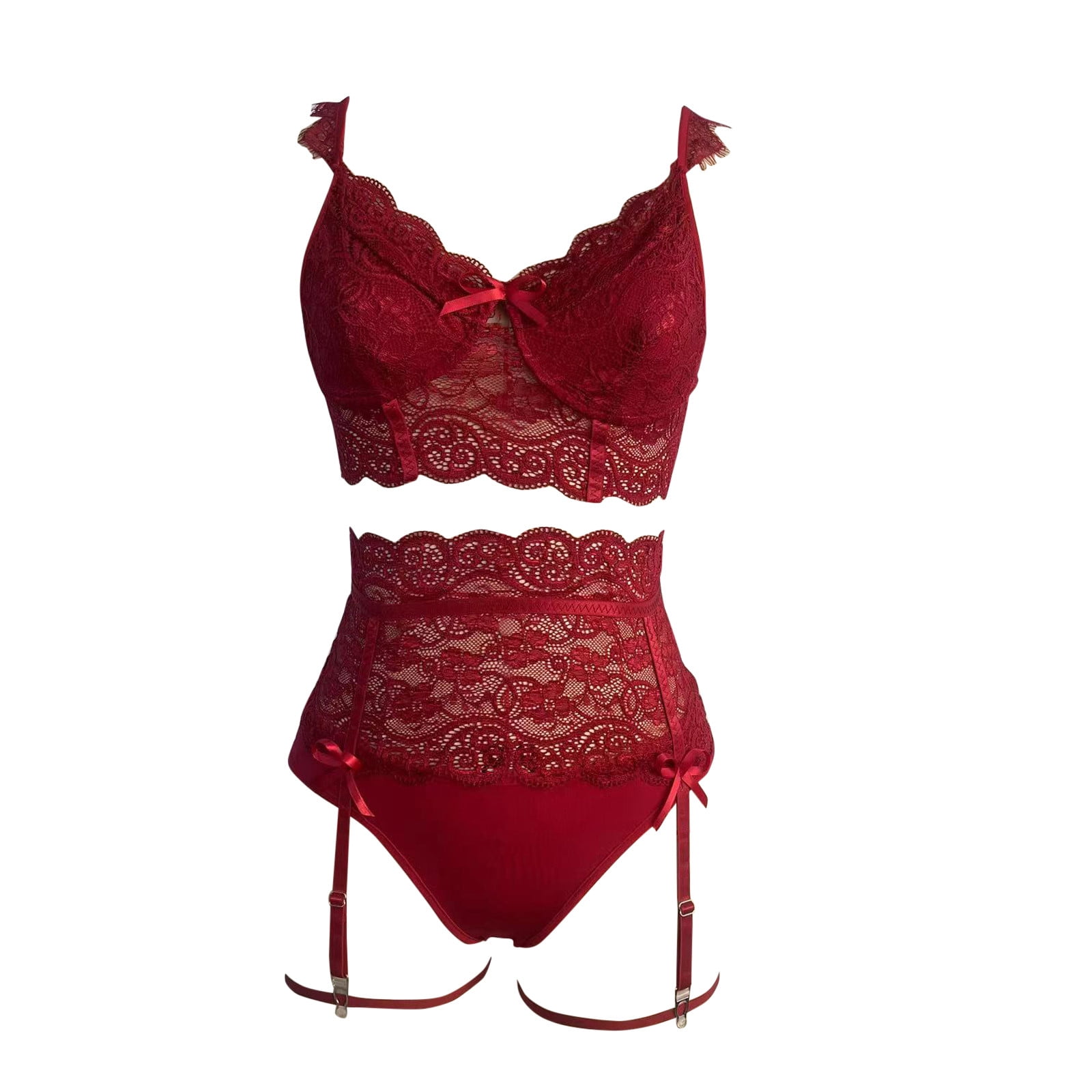  2Pcs Sexy Floral Lace Underwear Women Large Comfortable Bra +  High Waist Panty Lingerie Set (Color:Wine Red,Size:75A)(Wine Red 36C) :  Clothing, Shoes & Jewelry