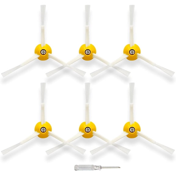 Side Brush Replacement for iRobot Roomba 600 700 800 900 Series 675 692 694 677 671 980 960 880 870 860 Robot Vacuum, Yellow Edge Sweeping Brushes with Screwdriver, 6 Pack