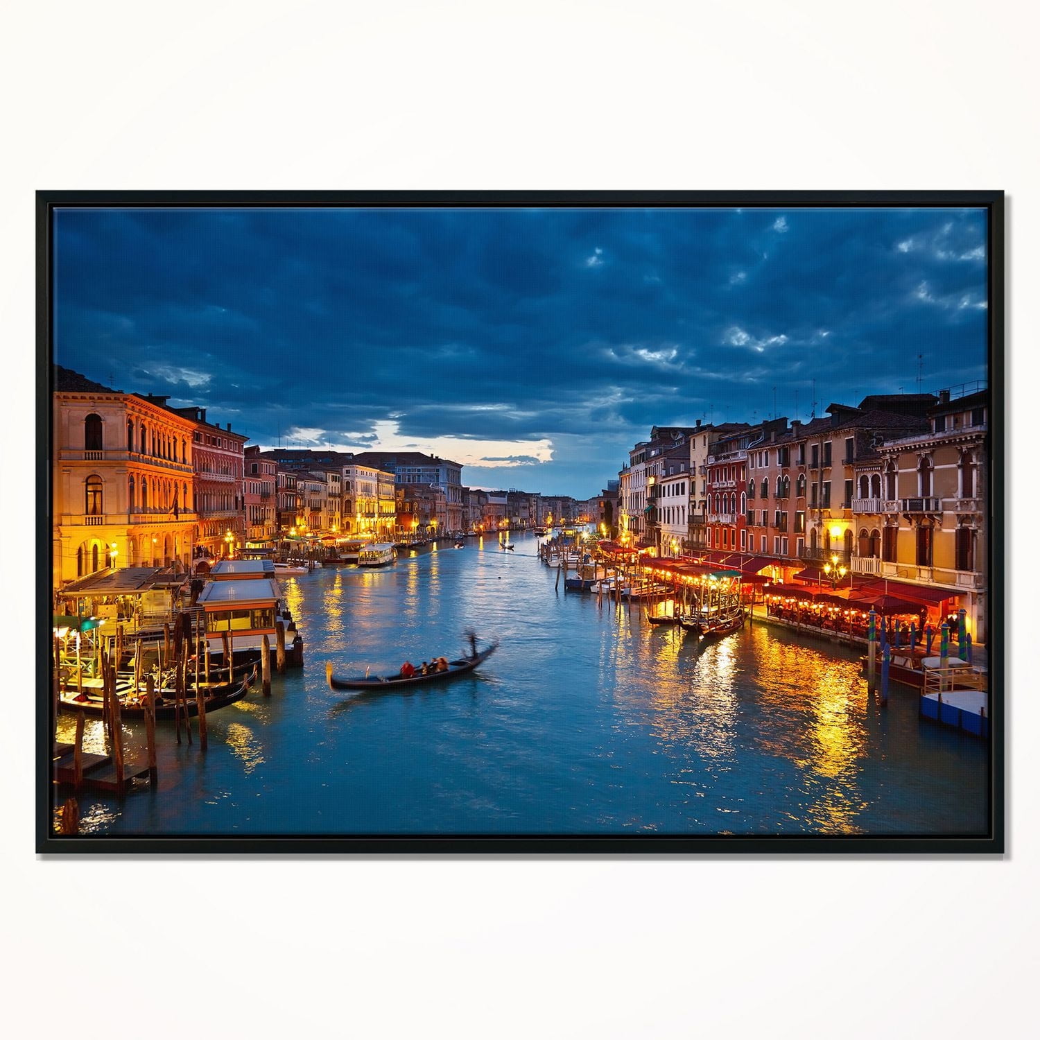 Design Art Grand Canal À La Nuit Venise  Sur Toile Encadrée