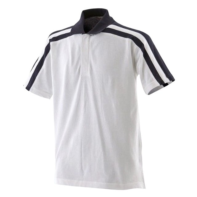 Finden & Hales - Polo deportivo/de deporte Modelo Racing para hombre/caballero - Verano/ Deporte (Blanco/Azul marino)