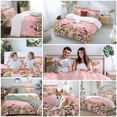 thumbnail image 5 of Elk Xmas Tree Bedding Duvet Cover Set Twin Size 4 Pieces Bells Garland Snowflakes Pink Background Bedding Set with Zipper Closure, 1 Comforter Cover 68x86 Inches 1 Flat Sheet & 2 Pillow Cases, 5 of 7