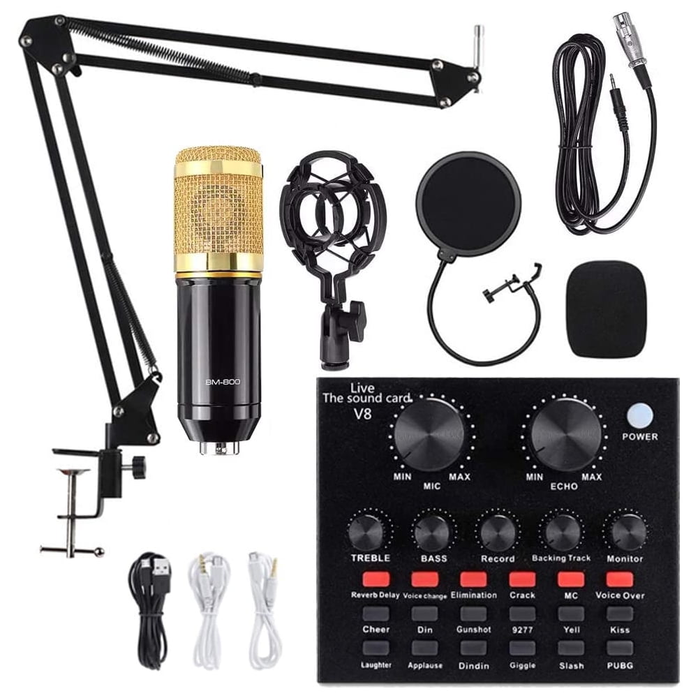 Podcast Microphone Bundle, BM800 Microphone Kit with Live Sound 