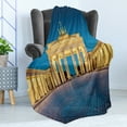 thumbnail image 4 of Travel Soft Flannel Fleece Throw Blanket, Classic View of Famous Brandenburg Gate Germany National and Landmark, Cozy Plush for Indoor and Outdoor Use, 60" x 80", Blue Yellow Pink, by Ambesonne, 4 of 5