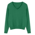 thumbnail image 4 of successthop V Neck Sweaters for Women Casual Oversized Plus Size Clothes Ribbed Cuffs Long Sleeve Knitwear Solid Tops, 4 of 5