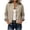 Coffee, variant on Women's Ruffle Collar Button Down Jacket with Pockets, Fall Long Sleeve Coat with Plaid Cuff Lining, Sizes S-2XL