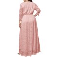 thumbnail image 3 of VSNOW Women 3/4 Sleeve Lace Maxi Long Dress V Neck Cocktail Party Dresses Plus Size, 3 of 4