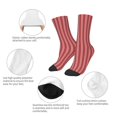 thumbnail image 3 of Zufioo Stripes Red White Print Children's Mid-tube Socks, Contrast Color High Elastic Sports Socks - Sweat-absorbent, Warm, Suitable for Children Aged 6-10, 3 of 5