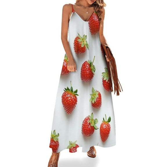 Lots of Little Strawberries Sleeveless Dress Loose Women's Dress Dresses Luxury Evening Dresses