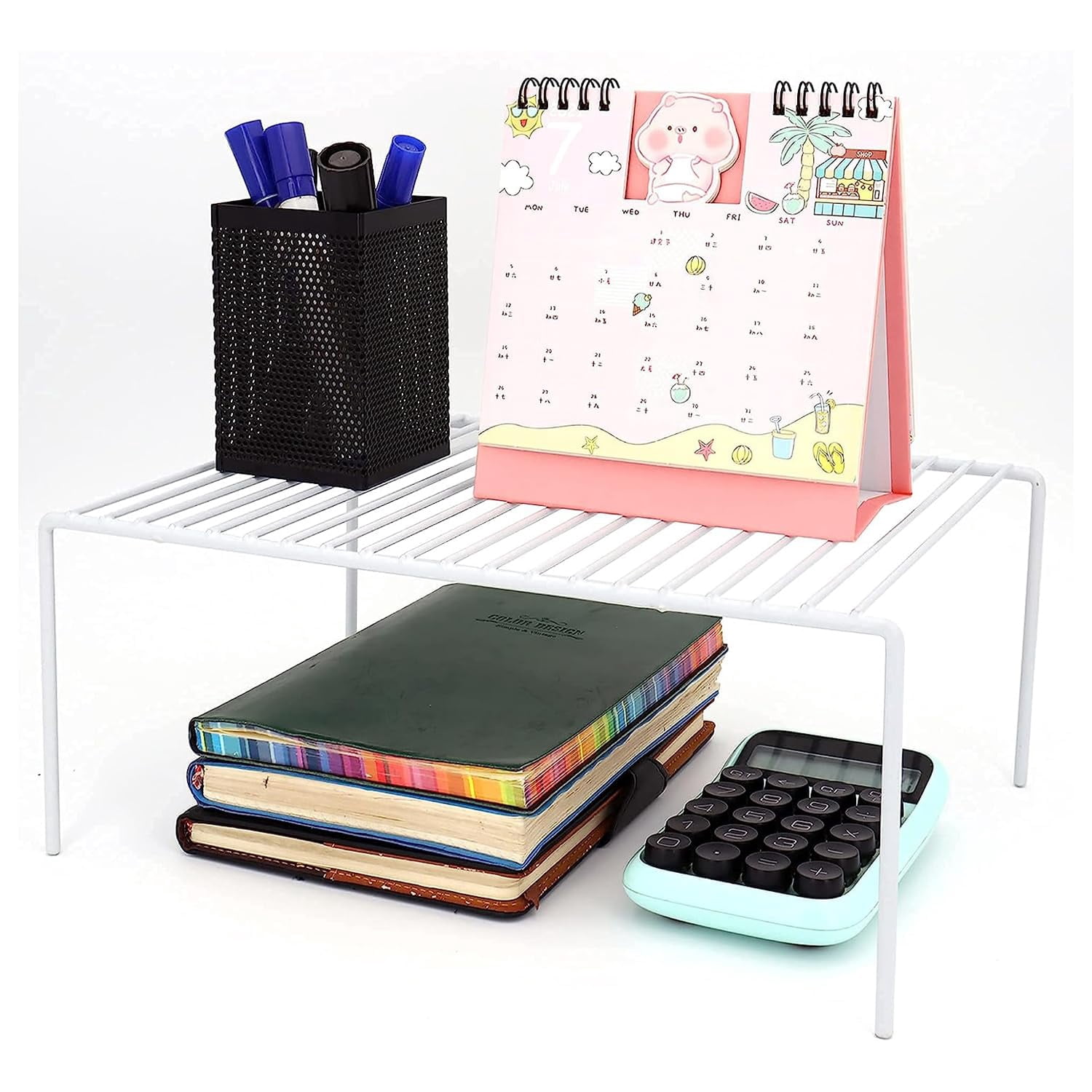 4 Pack(10.6 X 5.1 Inch) Cabinet Storage Shelf Rack  Rustproof Kitchen Counter And Small Organizer For Fridge Bathroom White