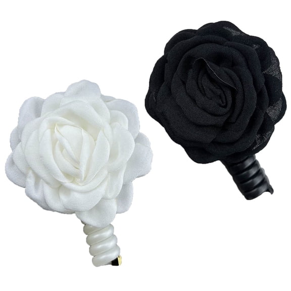 Set of 2 Camellia Elastic Hair Bands Telephone Wires Hairband Ponytair Holders