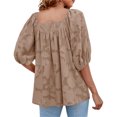 thumbnail image 3 of Blusa informal Qarigey jersey plisado estampado Floral para Mujer y niñas Café M, 3 of 6