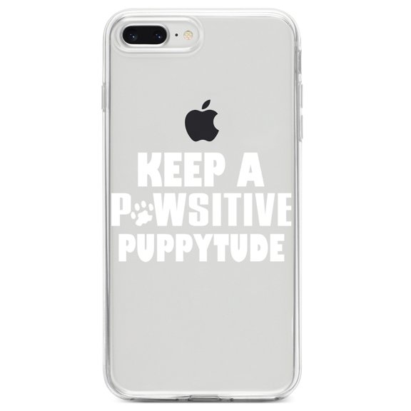 DistinctInk Clear Shockproof Hybrid Case for iPhone 7 PLUS / 8 PLUS (5.5" Screen) TPU Bumper Acrylic Back Tempered Glass Screen Protector - Keep a PAWsitive PUPPYtude